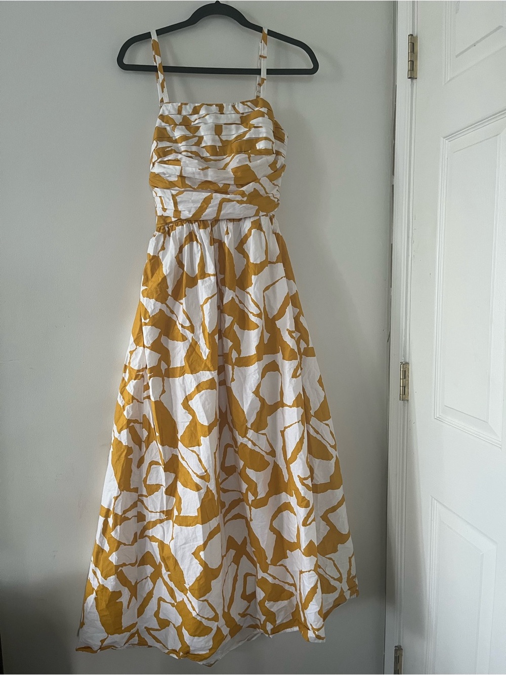 Halogen 100% Cotton Yellow White Sundress Medium Resort Vacation Maxi Coastal